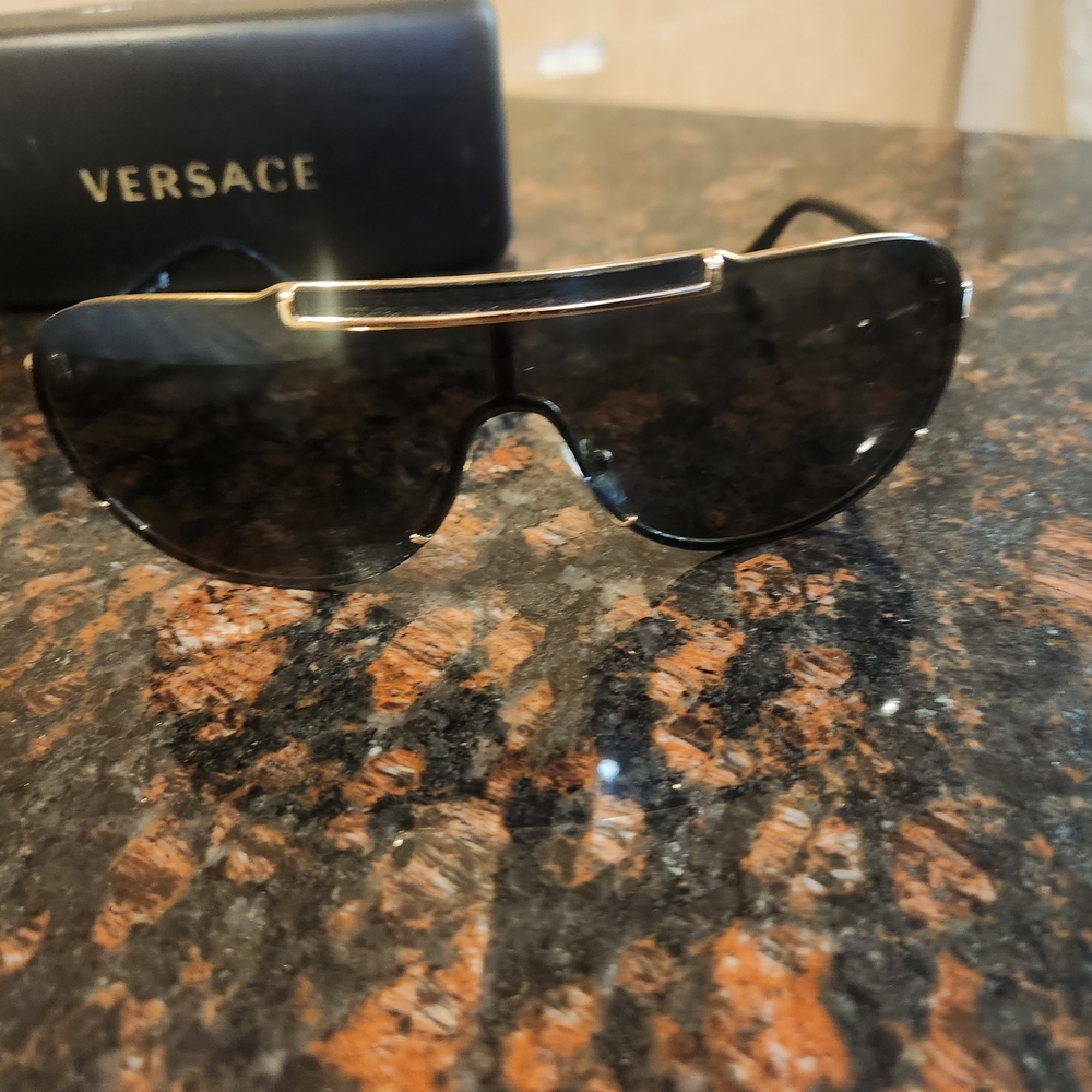 Versace Gold and Black Aviator Sunglasses